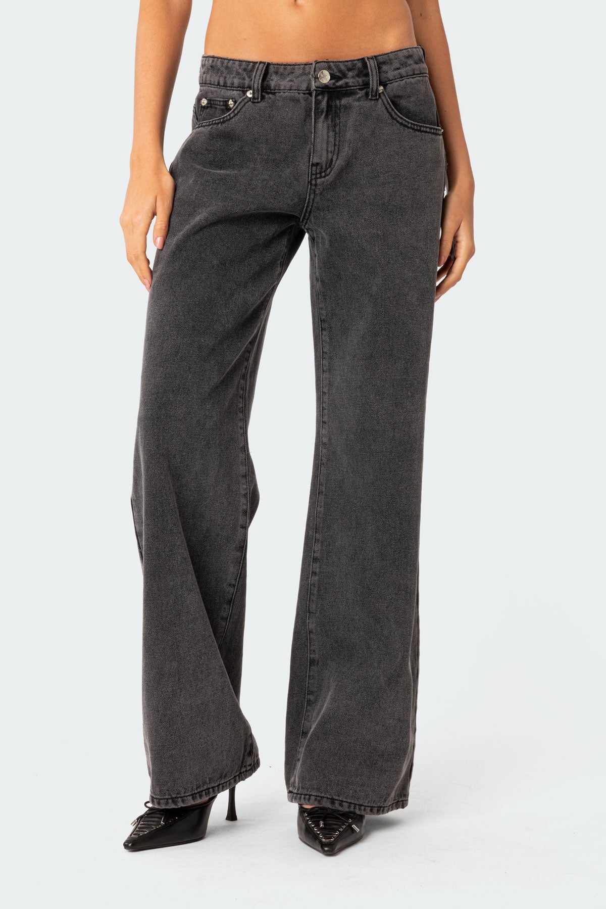 Isabella Zwarte Wide-Leg Jeans – High-Waisted Denim voor een Stijlvolle, Moderne Look