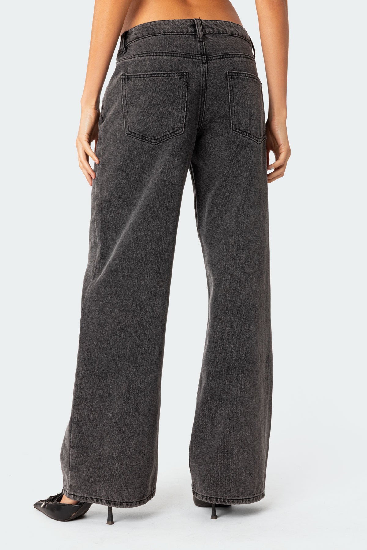 Isabella Zwarte Wide-Leg Jeans – High-Waisted Denim voor een Stijlvolle, Moderne Look