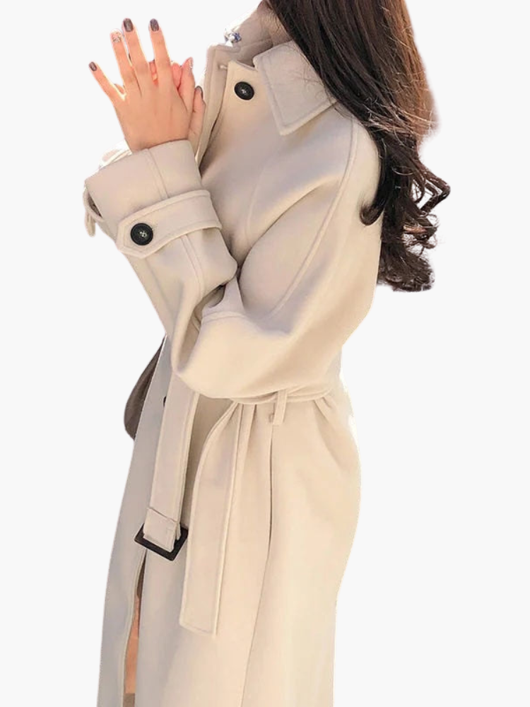 Isabelle | Elegante Lange Trenchcoat in Beige
