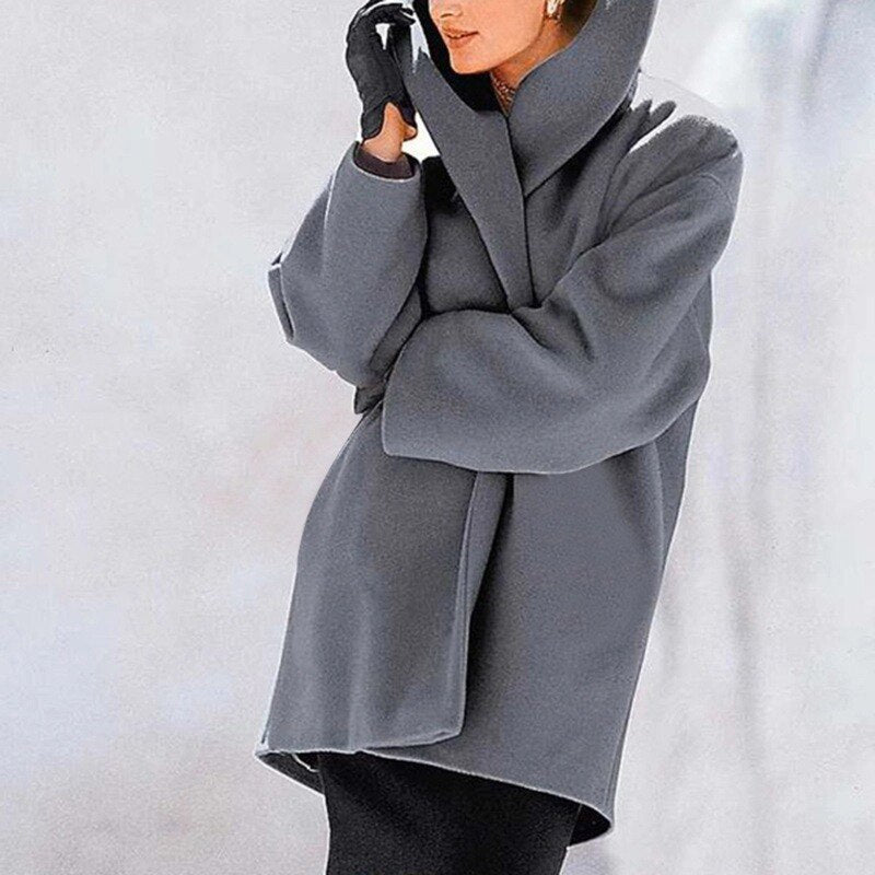 Sophia Dames Oversized Mantel - Elegante Lange Jas in Stijlvolle Rode Tint