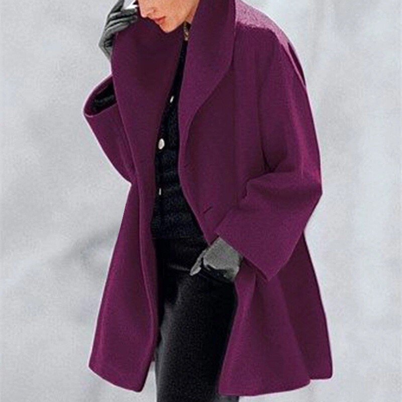 Sophia Dames Oversized Mantel - Elegante Lange Jas in Stijlvolle Rode Tint
