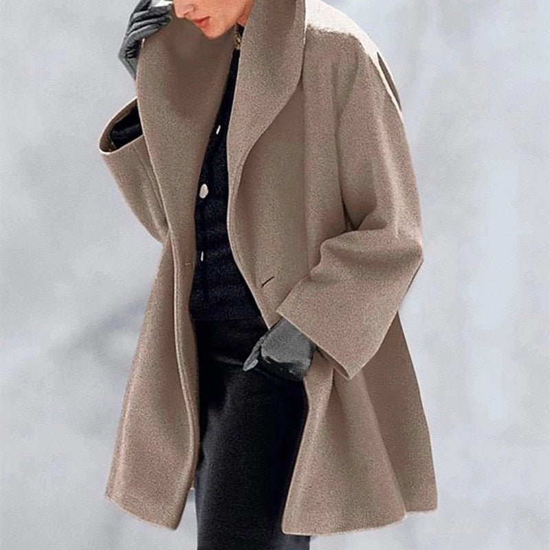 Sophia Dames Oversized Mantel - Elegante Lange Jas in Stijlvolle Rode Tint