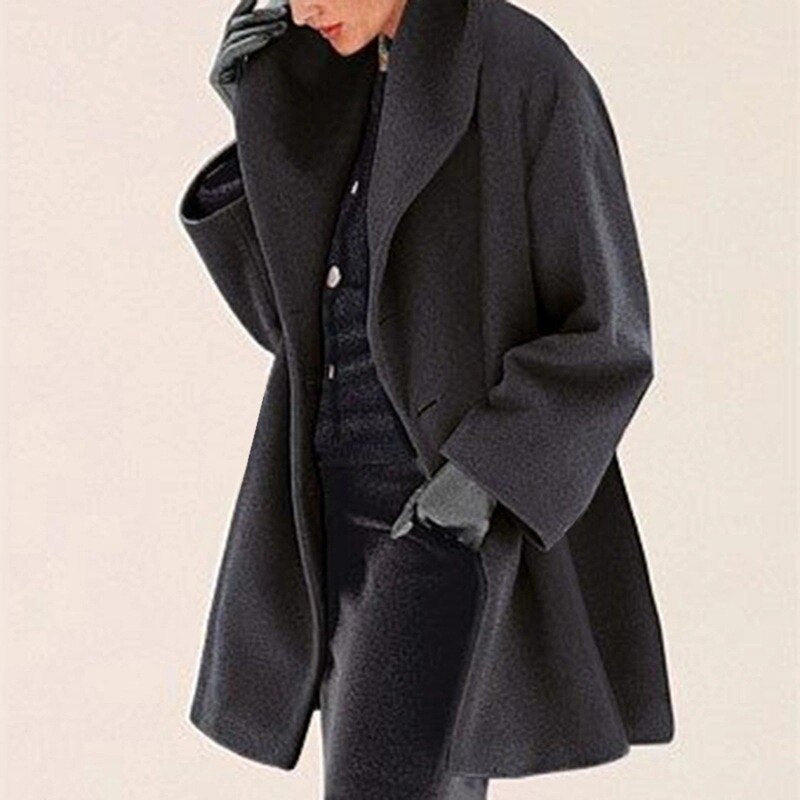 Sophia Dames Oversized Mantel - Elegante Lange Jas in Stijlvolle Rode Tint