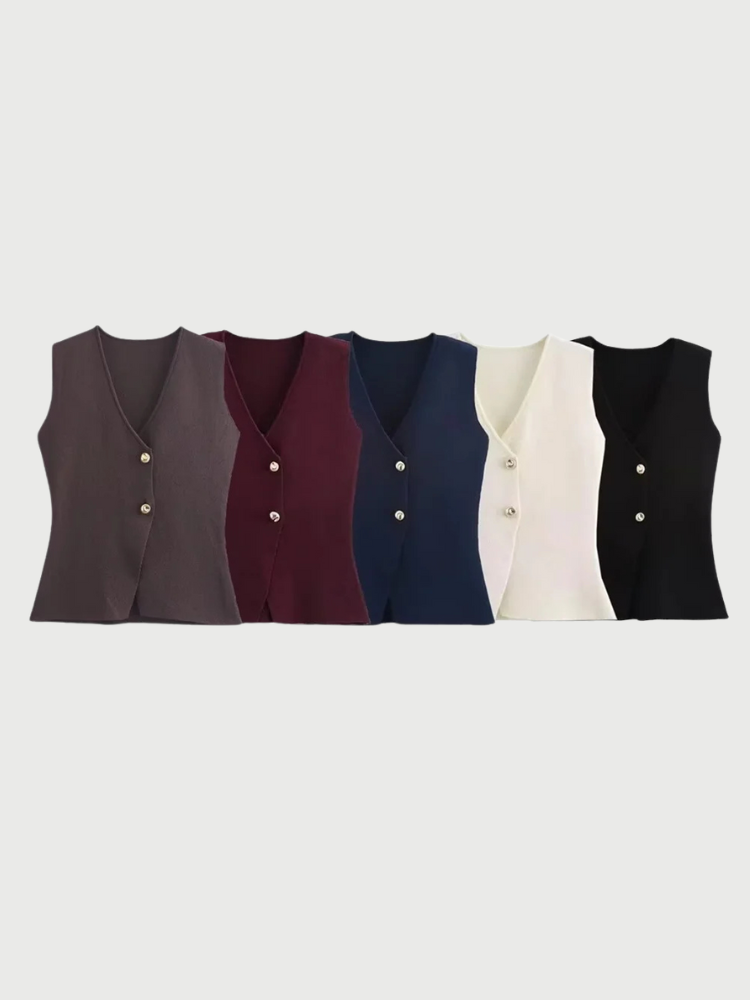GAYA | Gilet met Knoopdetail- Burgundy