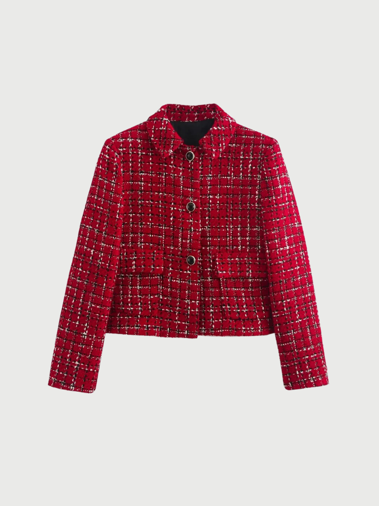 MAYA | Rode Tweed Blazer en Rok Set
