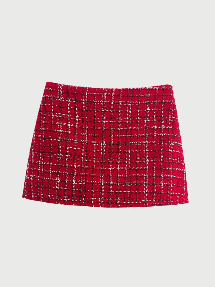 MAYA | Rode Tweed Blazer en Rok Set