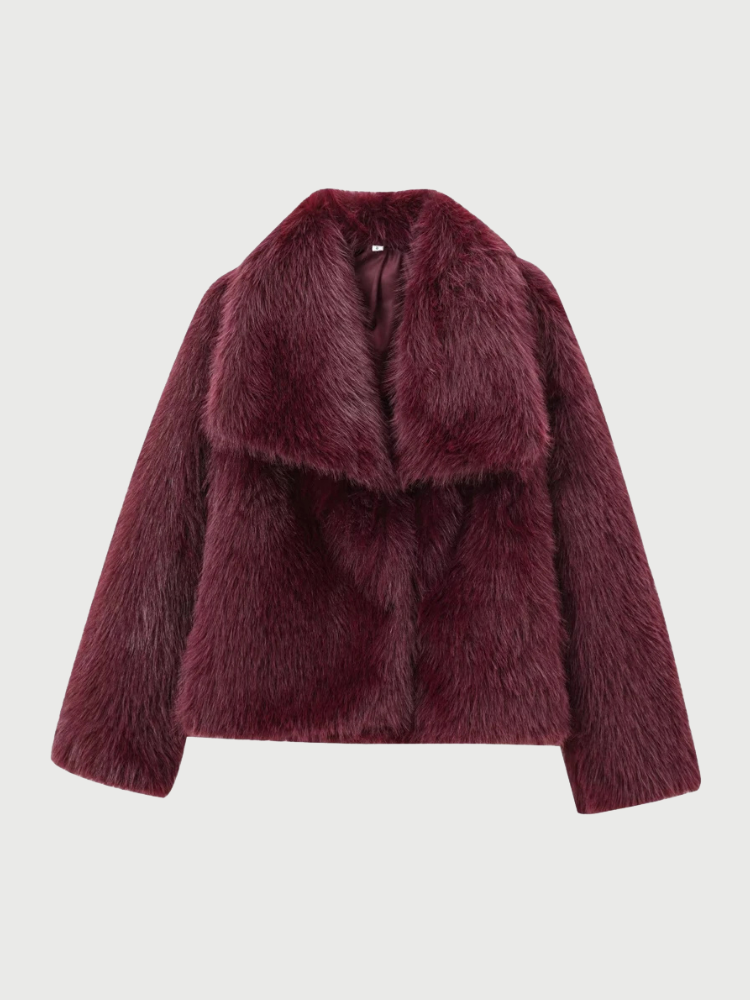 NAOMI | Burgundy Faux Fur Jas